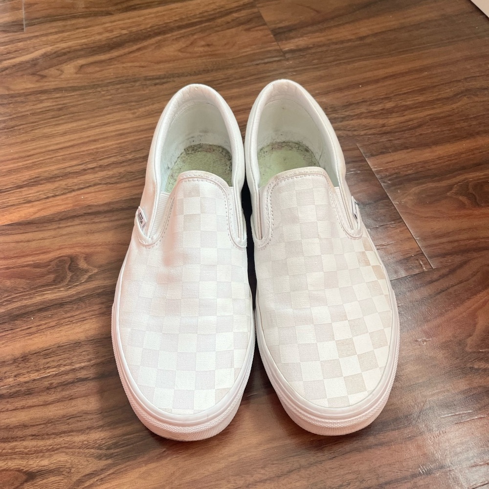 White Checkered Vans